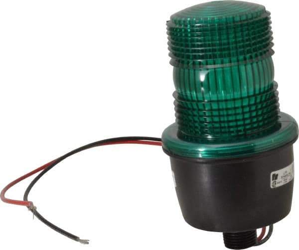 Federal Signal Corp - 12 to 48 VDC, 4X NEMA Rated, Strobe Tube, Green, Low Profile Mini Strobe Light - 65 to 95 Flashes per min, 1/2 Inch Pipe, 3-1/8 Inch Diameter, 5.8 Inch High, IP66 Ingress Rating, Pipe Mount - Top Tool & Supply