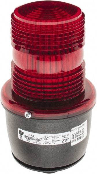 Federal Signal Corp - 12 to 48 VDC, 4X NEMA Rated, Strobe Tube, Red, Low Profile Mini Strobe Light - 65 to 95 Flashes per min, 1/2 Inch Pipe, 3-1/8 Inch Diameter, 5.8 Inch High, IP66 Ingress Rating, Pipe Mount - Top Tool & Supply