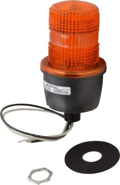 Federal Signal Corp - 120 VAC, 4X NEMA Rated, Strobe Tube, Amber, Low Profile Mini Strobe Light - 65 to 95 Flashes per min, 1/2 Inch Pipe, 3-1/8 Inch Diameter, 5.8 Inch High, IP66 Ingress Rating, Pipe Mount - Top Tool & Supply