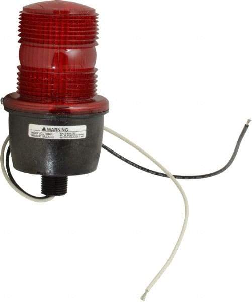 Federal Signal Corp - 120 VAC, 4X NEMA Rated, Strobe Tube, Red, Low Profile Mini Strobe Light - 65 to 95 Flashes per min, 1/2 Inch Pipe, 3-1/8 Inch Diameter, 5.8 Inch High, IP66 Ingress Rating, Pipe Mount - Top Tool & Supply