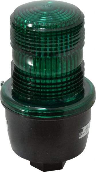 Federal Signal Corp - 120 VAC, 4X NEMA Rated, Strobe Tube, Green, Low Profile Mini Strobe Light - 65 to 95 Flashes per min, 1/2 Inch Pipe, 3-1/8 Inch Diameter, 5.7 Inch High, IP66 Ingress Rating, Pipe Mount - Top Tool & Supply