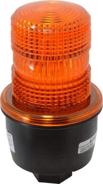 Federal Signal Corp - 12 to 48 VDC, 4X NEMA Rated, Strobe Tube, Amber, Low Profile Mini Strobe Light - 65 to 95 Flashes per min, 1/2 Inch Pipe, 3-1/8 Inch Diameter, 5.7 Inch High, IP66 Ingress Rating, Pipe Mount - Top Tool & Supply