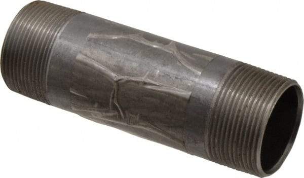 B&K Mueller - Schedule 40, 1-1/2" Diam x 5-1/2" Long Steel Black Pipe Nipple - Threaded - Top Tool & Supply