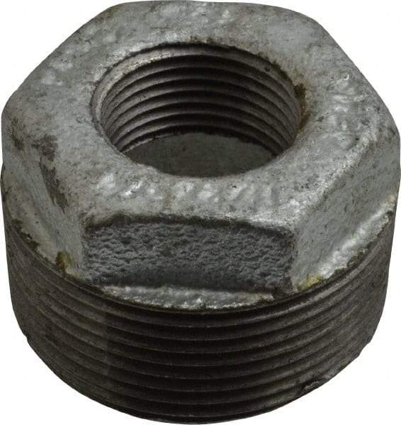 B&K Mueller - Class 150, 1-1/2 x 3/4" Galvanized Pipe Hex Bushing - Threaded, Malleable Iron - Top Tool & Supply