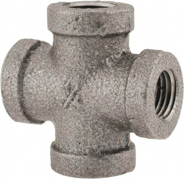 B&K Mueller - Size 1/4", Class 150, Malleable Iron Black Pipe Cross - 150 psi, Threaded End Connection - Top Tool & Supply