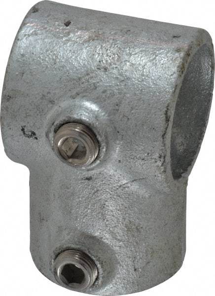 PRO-SAFE - 1-1/2" Pipe, Single Socket Tee, Malleable Iron Tee Pipe Rail Fitting - Galvanized Finish - Top Tool & Supply