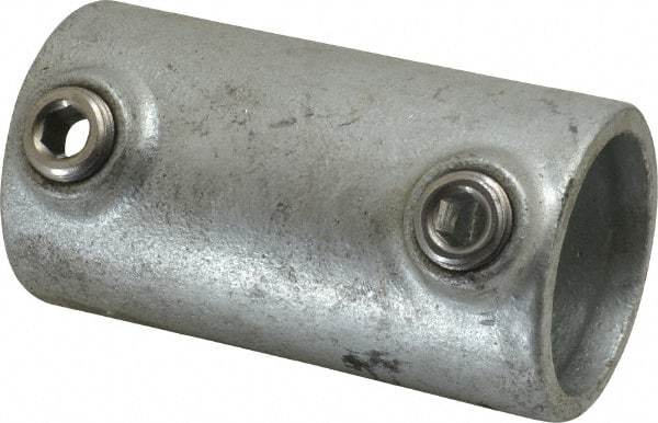 PRO-SAFE - 1-1/4" Pipe, Malleable Iron Straight Coupling Pipe Rail Fitting - Galvanized Finish - Top Tool & Supply