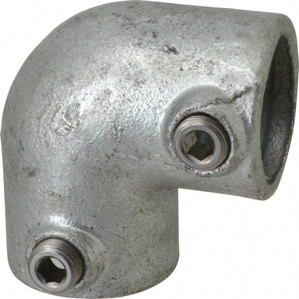 PRO-SAFE - 1-1/4" Pipe, 90° Elbow, Malleable Iron Elbow Pipe Rail Fitting - Galvanized Finish - Top Tool & Supply