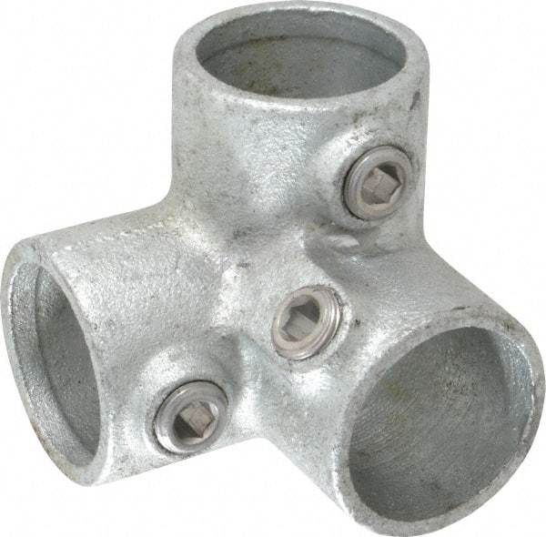 PRO-SAFE - 1-1/4" Pipe, 90° Side Outlet Elbow, Malleable Iron Elbow Pipe Rail Fitting - Galvanized Finish - Top Tool & Supply