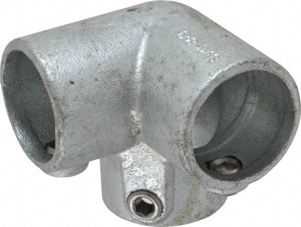 PRO-SAFE - 1-1/2" Pipe, 90° Side Outlet Elbow, Malleable Iron Elbow Pipe Rail Fitting - Galvanized Finish - Top Tool & Supply