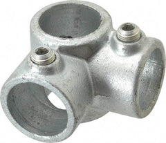 PRO-SAFE - 1" Pipe, Two Socket Tee, Malleable Iron Tee Pipe Rail Fitting - Galvanized Finish - Top Tool & Supply