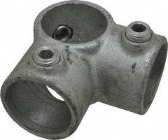 PRO-SAFE - 1-1/4" Pipe, Two Socket Tee, Malleable Iron Tee Pipe Rail Fitting - Galvanized Finish - Top Tool & Supply