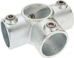 PRO-SAFE - 1-1/2" Pipe, Side Outlet Tee, Malleable Iron Tee Pipe Rail Fitting - Galvanized Finish - Top Tool & Supply