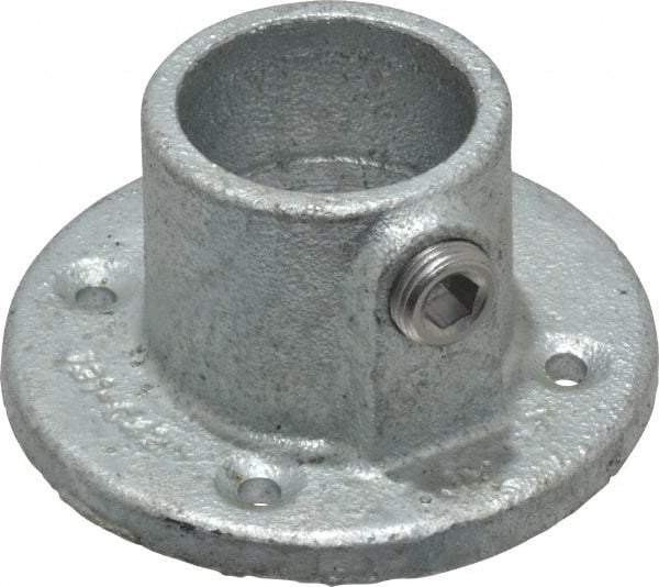 PRO-SAFE - 1-1/4" Pipe, Medium Flange, Malleable Iron Flange Pipe Rail Fitting - Galvanized Finish - Top Tool & Supply