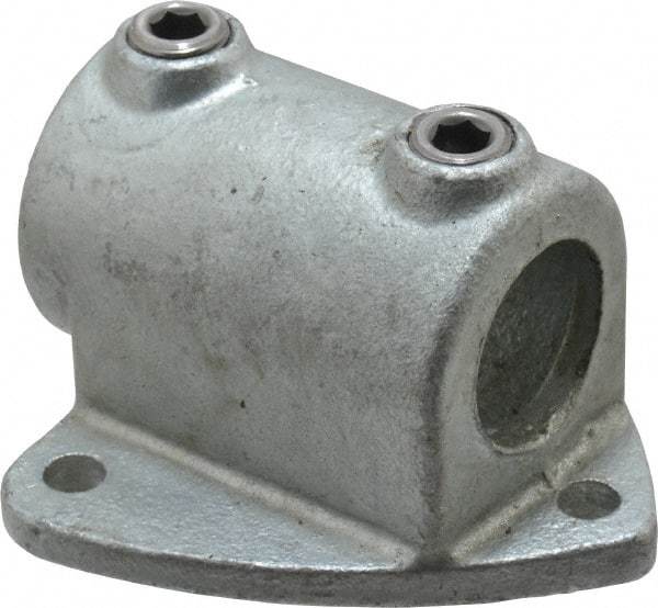 PRO-SAFE - 1-1/4" Pipe, Two Socket Tee, Wall Mount Flange, Malleable Iron Flange Pipe Rail Fitting - Galvanized Finish - Top Tool & Supply