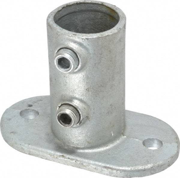 PRO-SAFE - 1-1/4" Pipe, Railing Flange, Malleable Iron Flange Pipe Rail Fitting - Galvanized Finish - Top Tool & Supply