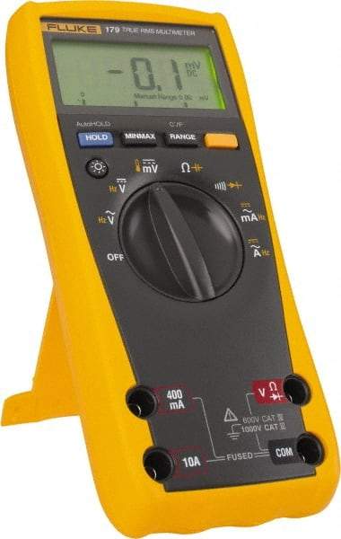 Fluke - 179 ESFP, CAT IV, CAT III, 1,000 VAC/VDC, Digital True RMS Auto Ranging Manual Ranging Multimeter - 50 mOhm, Measures Voltage, Capacitance, Current, Resistance - Top Tool & Supply