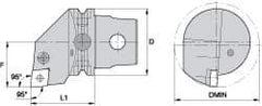 Kennametal - Left Hand Cut, Size KM63, CN.. Insert Compatiblity, Internal Modular Turning & Profiling Cutting Unit Head - 43mm Ctr to Cutting Edge, 60mm Head Length, Through Coolant, Series Kenlever - Top Tool & Supply