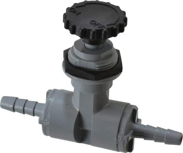 Specialty Mfr - 1/4" Pipe, Inline Needle Valve - EPDM Seal, Barbed x Barbed Ends, PVC Valve, 125 Max psi - Top Tool & Supply