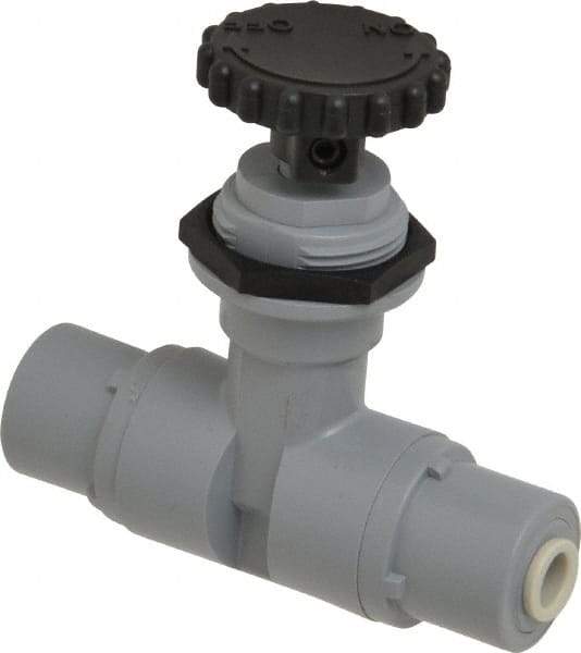 Specialty Mfr - 1/4" Pipe, Inline Needle Valve - EPDM Seal, Push To Connect x Push To Connect Ends, PVC Valve, 125 Max psi - Top Tool & Supply