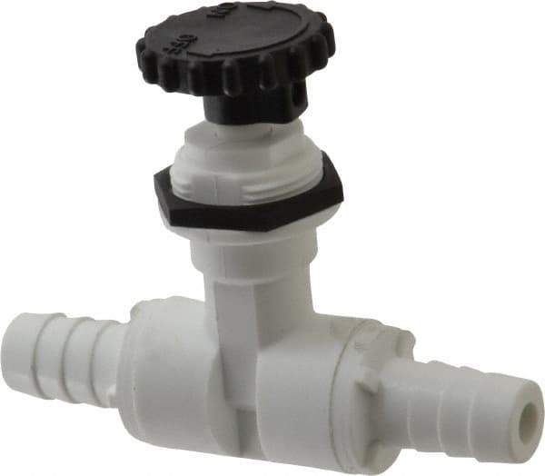 Specialty Mfr - 1/2" Pipe, Inline Needle Valve - PTFE Seal, Barbed x Barbed Ends, Polypropylene Valve, 125 Max psi - Top Tool & Supply