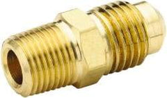 Parker - 3/4" Tube OD, 45° Brass Flared Tube Male Connector - 3/4-14 NPTF, Flare x MNPTF Ends - Top Tool & Supply