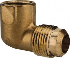 Parker - 5/8" Tube OD, 45° Brass Flared Tube Female Elbow - 1/2-14 NPTF, Flare x FNPTF Ends - Top Tool & Supply