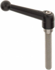 KIPP - M10 x 1.5, 18mm Hub Diam, Zinc Die Cast (Stainless Steel Components) Metric Threaded Stud Adjustable Clamping Lever - 60mm Stud Length, 73mm OAL, 45.5mm High - Top Tool & Supply