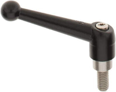 KIPP - 3/8-16, 0.83" Hub Diam, Zinc Die Cast (Stainless Steel Components) Threaded Stud Adjustable Clamping Lever - 0.79" Stud Length, 3.54" OAL, 2.26" High - Top Tool & Supply