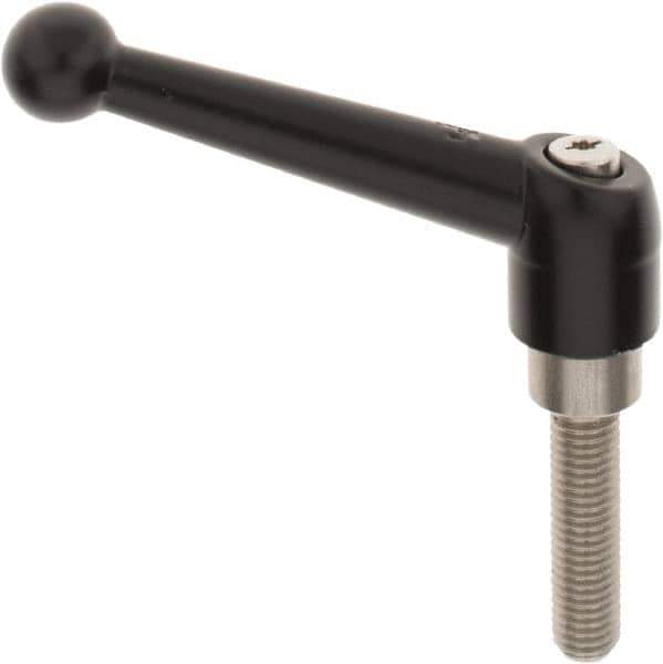 KIPP - M10 x 1.5, 21mm Hub Diam, Zinc Die Cast (Stainless Steel Components) Metric Threaded Stud Adjustable Clamping Lever - 40mm Stud Length, 90mm OAL, 57.5mm High - Top Tool & Supply