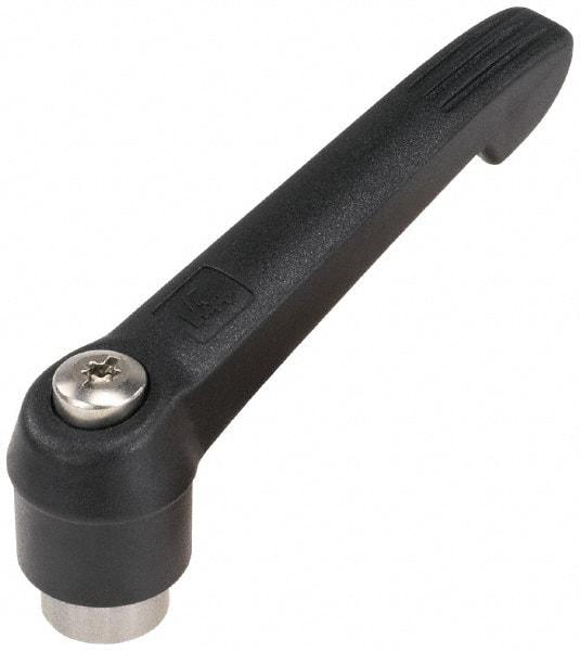 KIPP - M5 x 0.8, 13mm Hub Diam, Glass Fiber (Stainless Steel Components) Tapped Adjustable Clamping Lever - 47mm OAL, 30mm High, 9mm Hole Depth - Top Tool & Supply