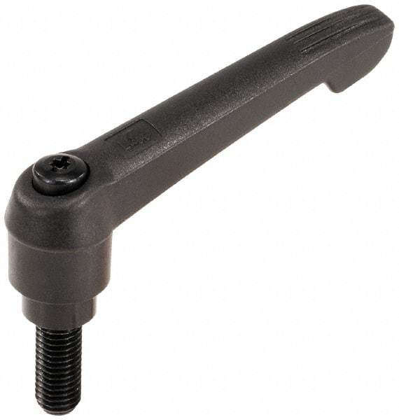 KIPP - 5/8-11, 1.18" Hub Diam, Glass Fiber (Steel Components) Threaded Stud Adjustable Clamping Lever - 1.57" Stud Length, 4.96" OAL, 2.83" High - Top Tool & Supply