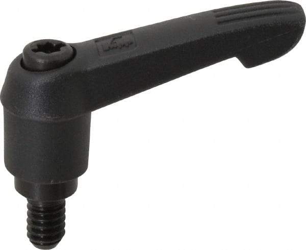 KIPP - 1/4-20, 0.51" Hub Diam, Glass Fiber (Steel Components) Threaded Stud Adjustable Clamping Lever - 0.39" Stud Length, 1.85" OAL, 1.18" High - Top Tool & Supply