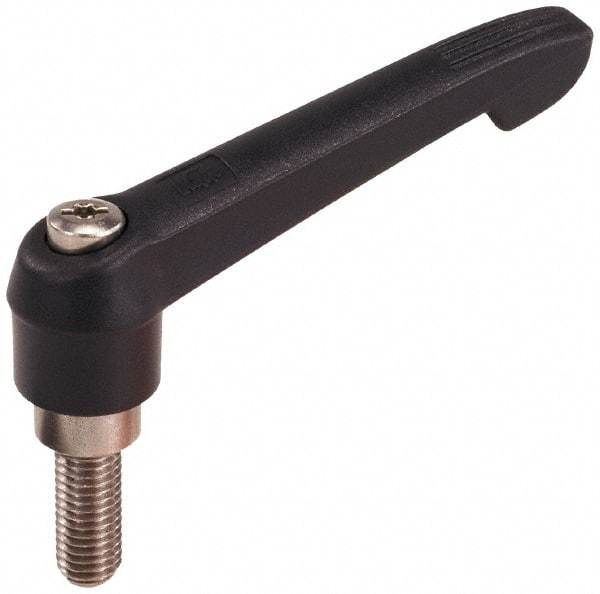 KIPP - 3/8-16, 0.85" Hub Diam, Glass Fiber (Stainless Steel Components) Threaded Stud Adjustable Clamping Lever - 1.18" Stud Length, 3.6" OAL, 2.11" High - Top Tool & Supply