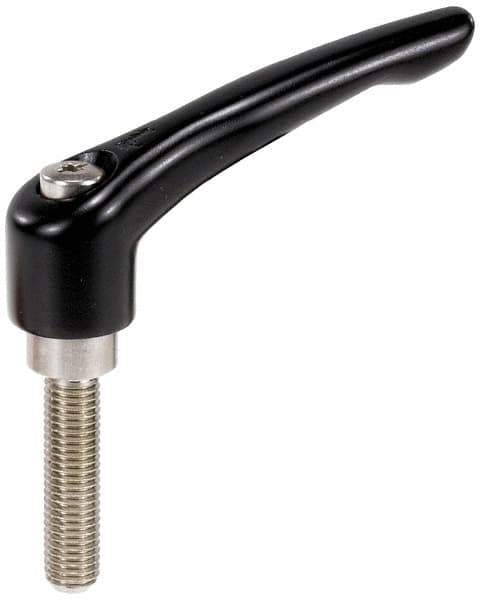 KIPP - 5/16-18, 0.73" Hub Diam, Zinc Die Cast (Stainless Steel Components) Threaded Stud Adjustable Clamping Lever - 0.79" Stud Length, 2.93" OAL, 1.67" High - Top Tool & Supply