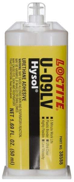 Loctite - 50 mL Cartridge Two Part Epoxy - 10 min Working Time, 1,146 psi Shear Strength, Series U-09LV - Top Tool & Supply