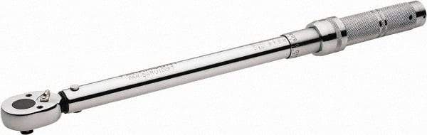 Paramount - 3/8" Drive Micrometer Type Ratchet Head Torque Wrench - 33.9 N/m to 142 N/m Torque, 16-1/2" OAL, 1/2 Ft/Lb Graduation - Top Tool & Supply