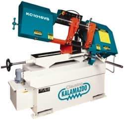 Clausing - 9 x 14-1/2" Max Capacity, Manual Step Pulley Horizontal Bandsaw - 75, 121, 190, 305 SFPM Blade Speed, 110/220 Volts, 45°, 1.5 hp, 1 Phase - Top Tool & Supply