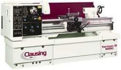 Clausing - 15-3/4" Swing, 50" Between Centers, 230/460 Volt, Triple Phase Engine Lathe - 4MT Taper, 7-1/2 hp, 25 to 2,000 RPM, 2-1/8" Bore Diam, 49" Deep x 51" High x 99" Long - Top Tool & Supply