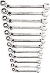 GearWrench - 12 Piece, 8mm to 19mm, 12 Point Combination Wrench Set - Metric Measurement Standard, Chrome Finish - Top Tool & Supply