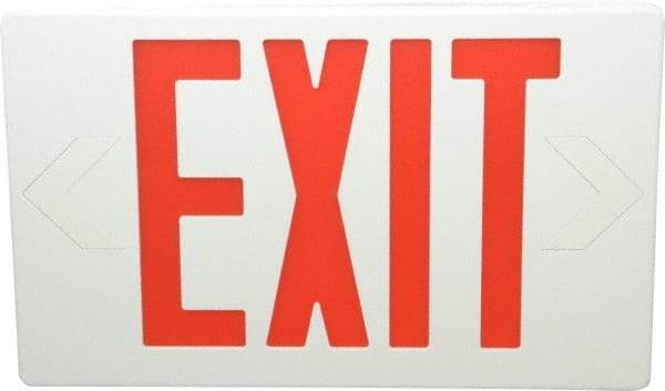 Mule - 1 Face, 5 Watt, White, Polycarbonate, LED, Illuminated Exit Sign - 120/277 VAC, Nickel Cadmium, Universal Mounted, 12 Inch Long x 1-1/2 Inch Wide x 7-1/2 Inch High - Top Tool & Supply