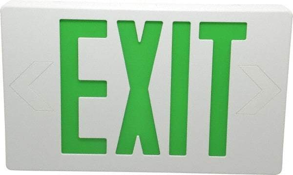 Mule - 1 Face, 5 Watt, White, Polycarbonate, LED, Illuminated Exit Sign - 120/277 VAC, Nickel Cadmium, Universal Mounted, 12 Inch Long x 1-1/2 Inch Wide x 7-1/2 Inch High - Top Tool & Supply