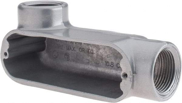 Thomas & Betts - LL Body, 1" Trade, IMC, Rigid Aluminum Conduit Body - Oval, 4-7/8" OAL, 11.8 cc Capacity, Gray - Top Tool & Supply