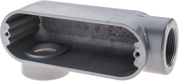 Thomas & Betts - LR Body, 1-1/4" Trade, IMC, Rigid Aluminum Conduit Body - Oval, 6-1/2" OAL, 32 cc Capacity, Gray - Top Tool & Supply