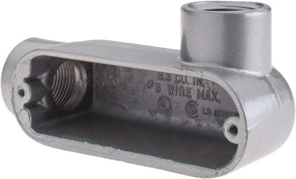 Thomas & Betts - LR Body, 1-1/2" Trade, IMC, Rigid Aluminum Conduit Body - Oval, 6-1/2" OAL, 32 cc Capacity, Gray - Top Tool & Supply