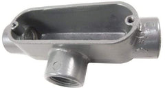 Thomas & Betts - T Body, 2" Trade, IMC, Rigid Aluminum Conduit Body - Oval, 10-3/16" OAL, 69-1/2 cc Capacity, Gray - Top Tool & Supply