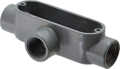 Thomas & Betts - T Body, 1/2" Trade, IMC, Rigid Aluminum Conduit Body - Oval, 4-3/8" OAL, 4.3 cc Capacity, Gray - Top Tool & Supply