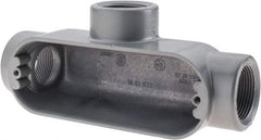 Thomas & Betts - T Body, 1-1/4" Trade, IMC, Rigid Aluminum Conduit Body - Oval, 7-7/8" OAL, 32 cc Capacity, Gray - Top Tool & Supply