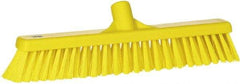 Vikan - 16" Fine Particle Synthetic Push Broom - 2" Bristle Length, Plastic Block, European Threaded Handle Connection - Top Tool & Supply