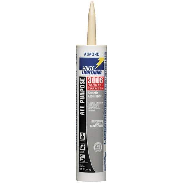 White Lightning - 10 oz Cartridge Almond Acrylic & Latex Caulk - -30 to 180°F Operating Temp, 12 min Tack Free Dry Time, Series 3006 - Top Tool & Supply